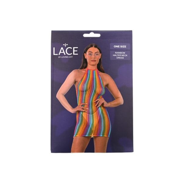 Lace by Loving Joy Rainbow Halter Neck Mini Dress – image number 5