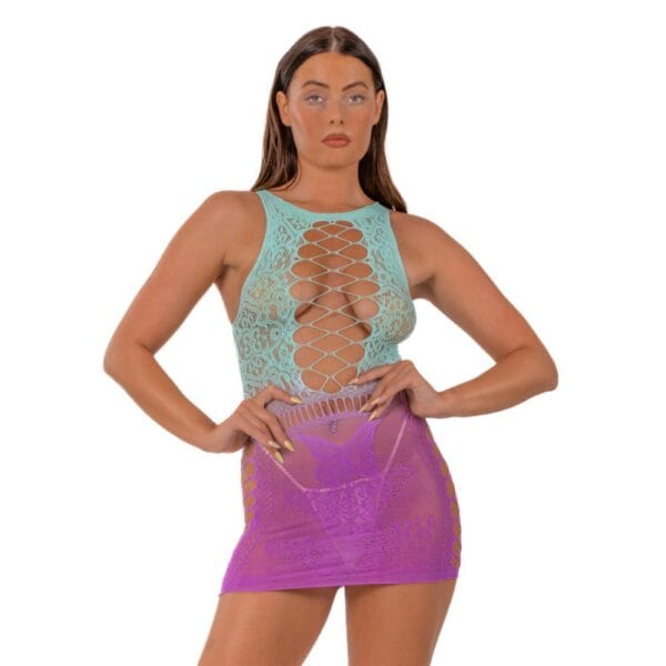 Lace by Loving Joy Ombre Faux Lace-Up Mini Dress – image number 1
