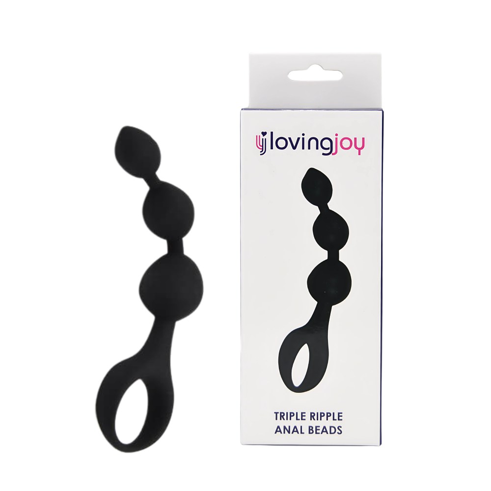 Loving Joy Triple Ripple Anal Beads Black Silicone – image number 1
