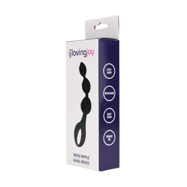 Loving Joy Triple Ripple Anal Beads Black Silicone – image number 2
