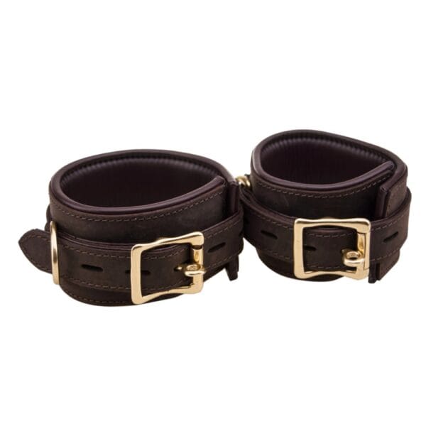 Bound Nubuck Leather Wrist Restraints with Chain – image number 1