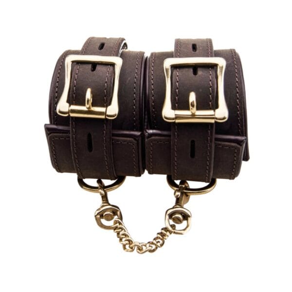 Bound Nubuck Leather Wrist Restraints with Chain – image number 3