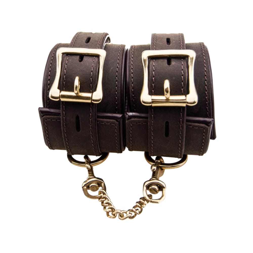Bound Nubuck Leather Wrist Restraints with Chain – image number 3