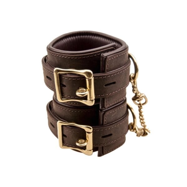 Bound Nubuck Leather Wrist Restraints with Chain – image number 2