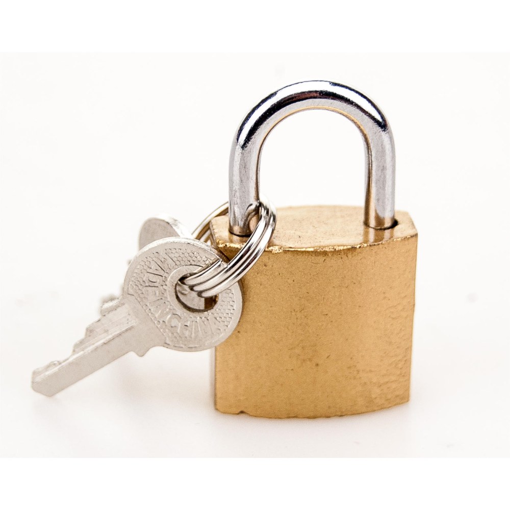 Bound Padlock and Key Polished Brass Bondage Lock – image number 1