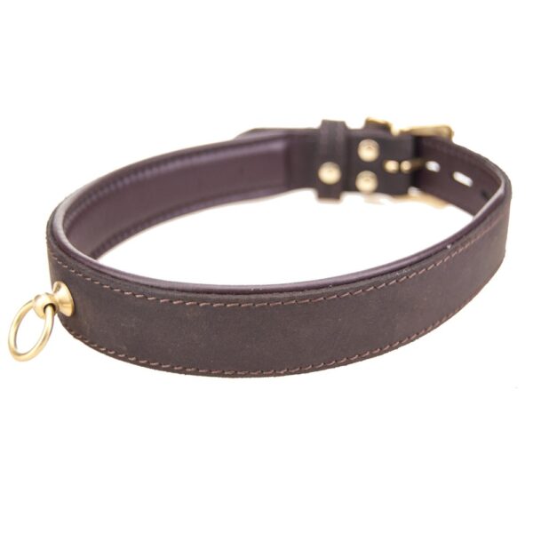 Bound Nubuck Leather Choker Collar with O Ring – image number 1