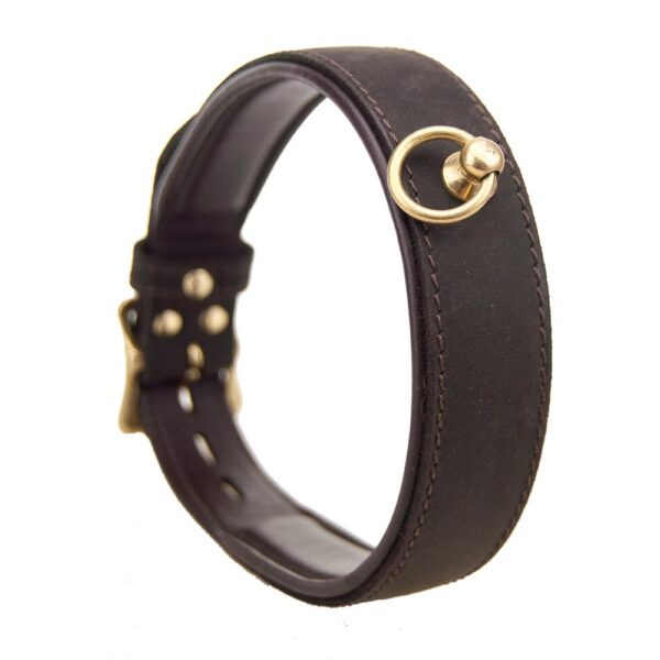 Bound Nubuck Leather Choker Collar with O Ring – image number 2