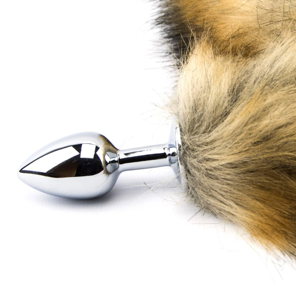 Furry Fantasy Faux Fur Red Fox Tail Metal Butt Plug – image number 2