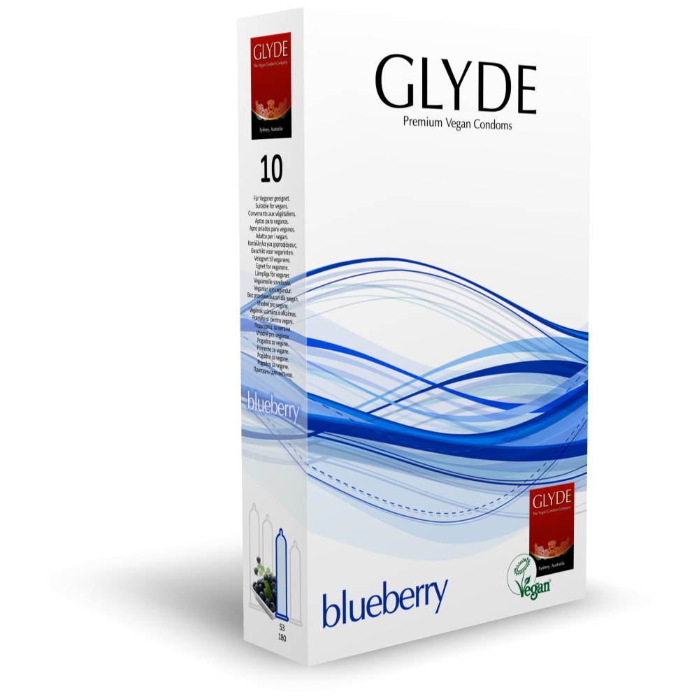 Glyde Ultra Blueberry Flavoured Blue Condoms (10 Pack) – image number 1
