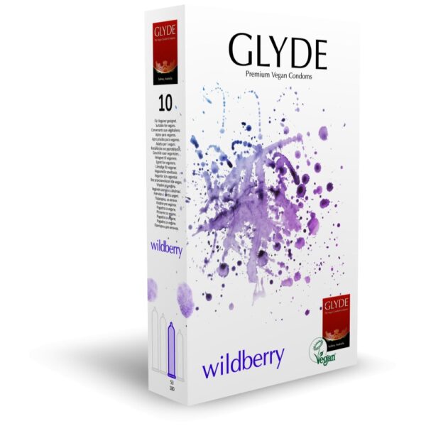 Glyde Wildberry Flavour Violet Condoms (10 Pack) – image number 1