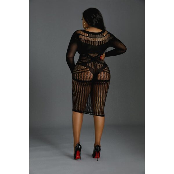 Moonlight Black Plus Size Lace Mesh Dress – image number 2