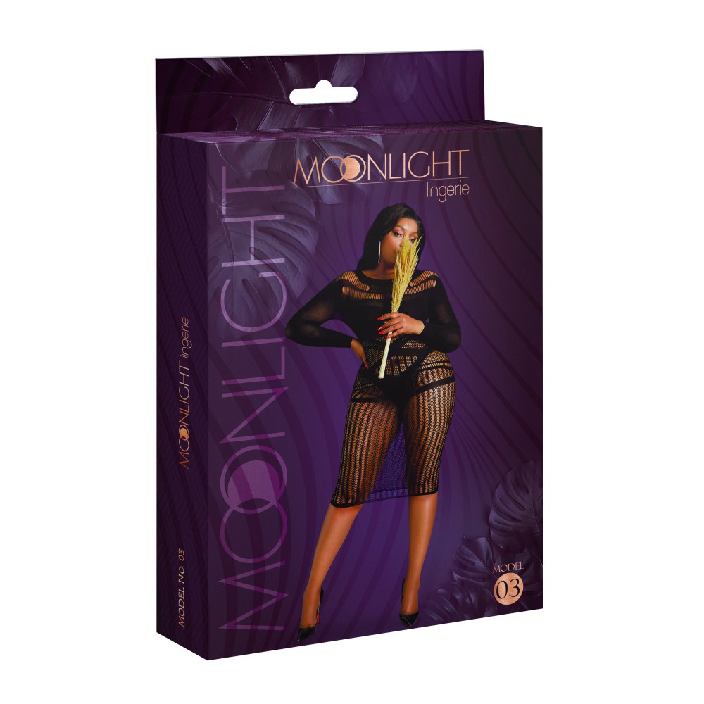 Moonlight Black Plus Size Lace Mesh Dress – image number 3