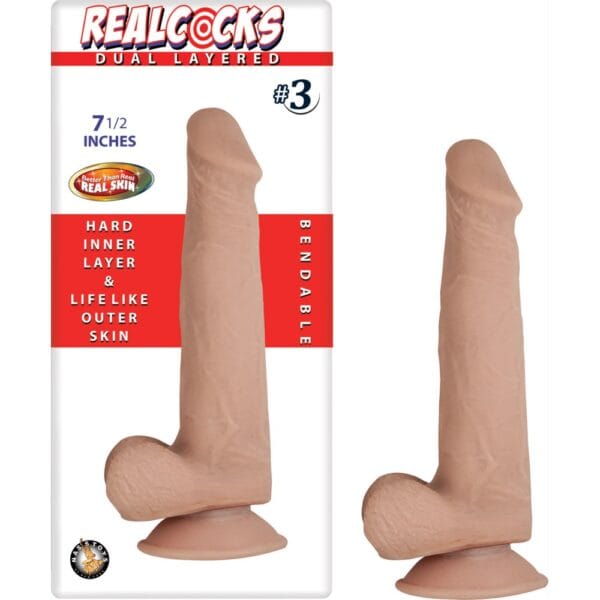 Nasstoys Dual Layer Bendable Dildo 7.5 Inch Vanilla – image number 3