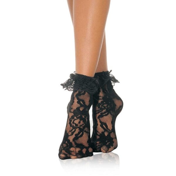 Leg Avenue Lace Ankle Socks with Ruffle Trim – image number 1