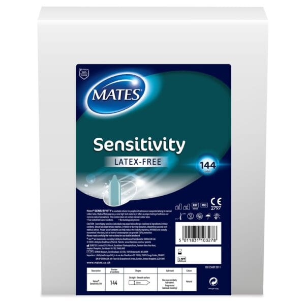 Mates Sensitivity Non-Latex Condoms BX144 Clinic Pack – image number 1