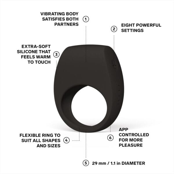 LELO Tor 3 App Controlled Vibrating Cock Ring Black – image number 2