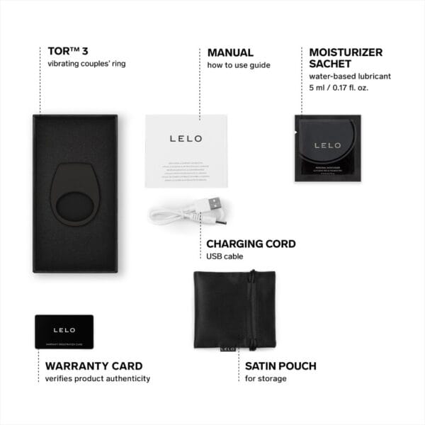 LELO Tor 3 App Controlled Vibrating Cock Ring Black – image number 3