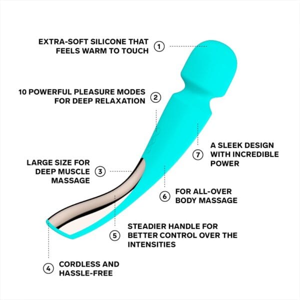 LELO Smart Wand 2 Large Blue Massage Wand Vibrator – image number 6