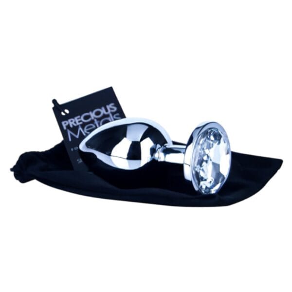 Precious Metals Large Silver Jewelled Butt Plug – image number 3