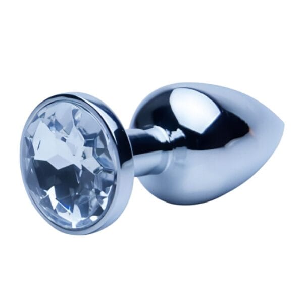 Precious Metals Silver Jewelled Large Butt Plug – image number 1
