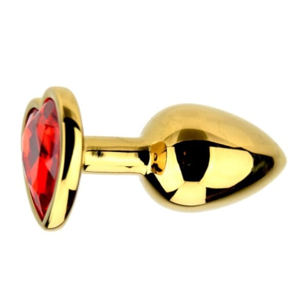 Precious Metals Small Gold Butt Plug with Jewelled Heart Base – image number 1