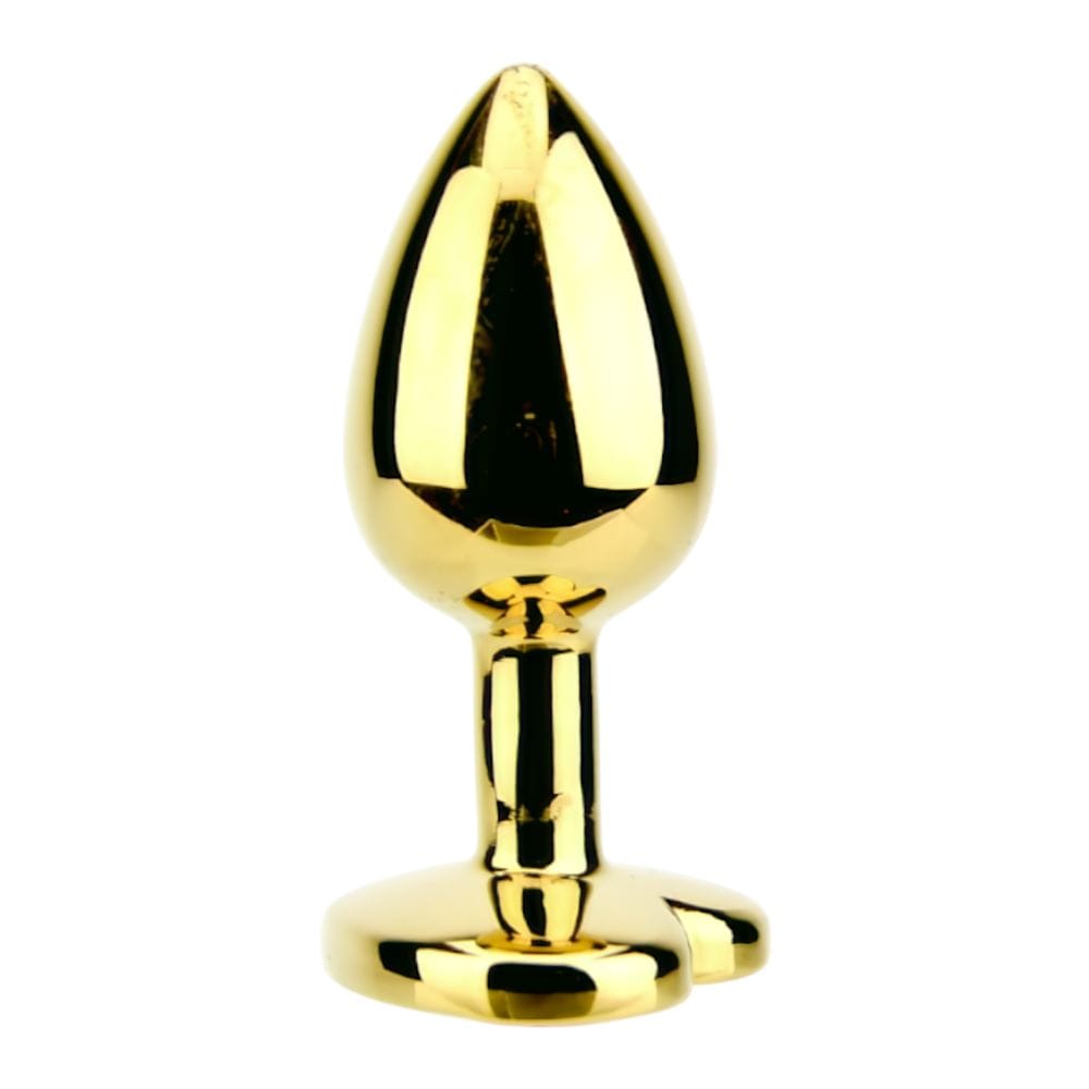 Precious Metals Small Gold Butt Plug with Jewelled Heart Base – image number 2