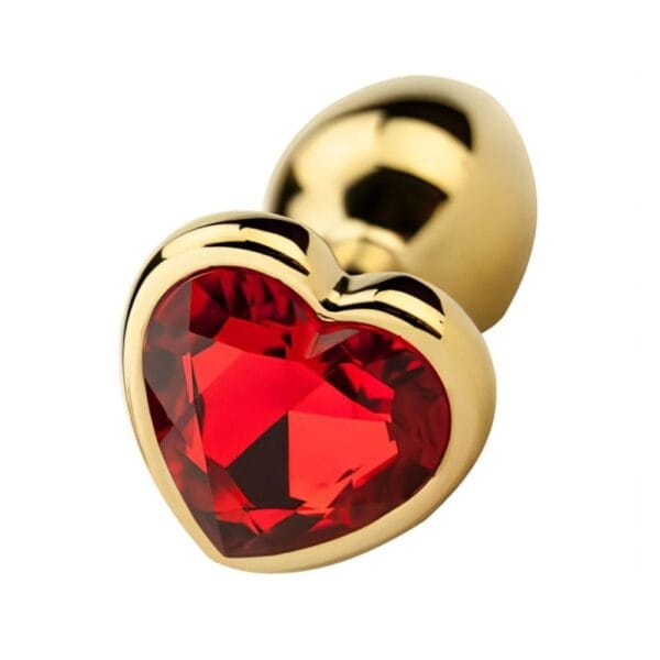 Precious Metals Small Gold Butt Plug with Jewelled Heart Base – image number 3
